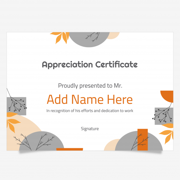 Abstract design certificate of appreciation, geometric shapes