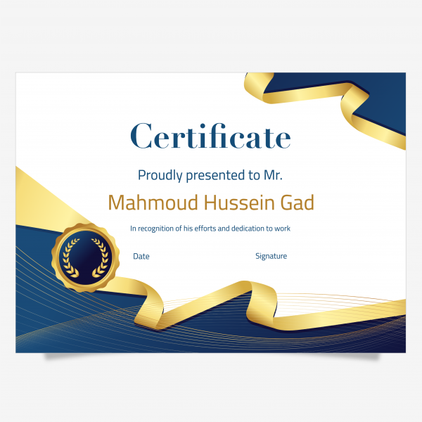 Unique certificate design template with golden lines