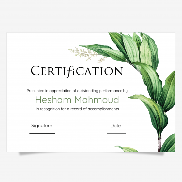 Unique certificate design with tree leaves  