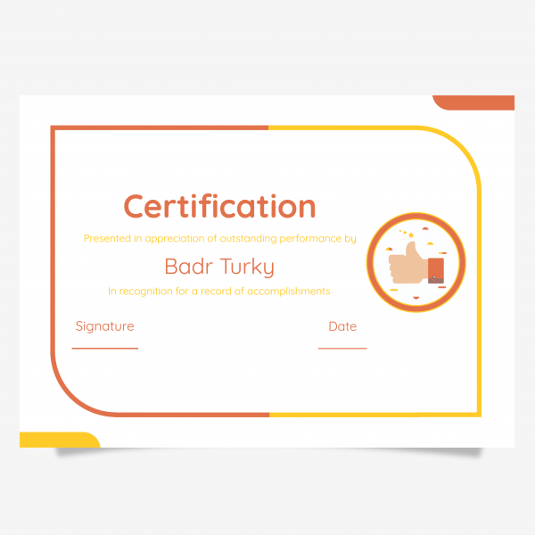 Certificate template design online Orange and yellow