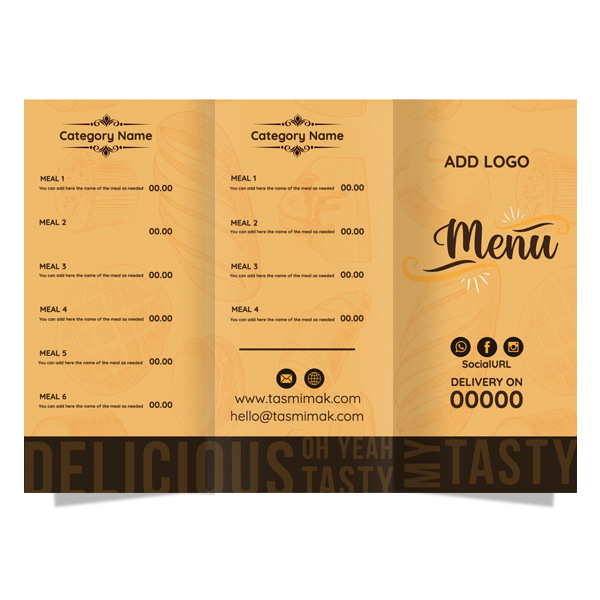 Menu design template editable for bakery shop 