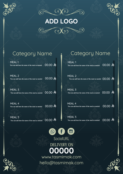 Fully Customizable Classic Menu Design Online Get It Now