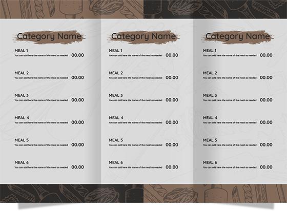 Menu design template online editable