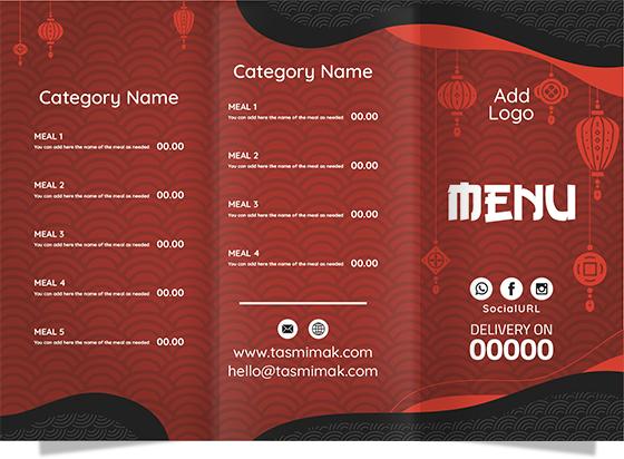 Unique menu design online editable for restaurant  