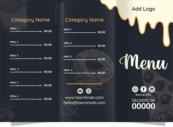 Menu design template modifiable for bakery shop 