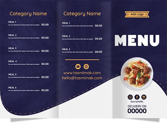 Beautiful Pamphlet Menu design template online editable