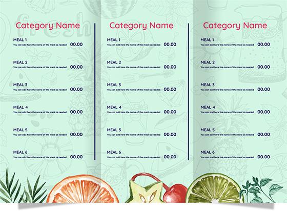 Design menu for drinks store with multi fruits 