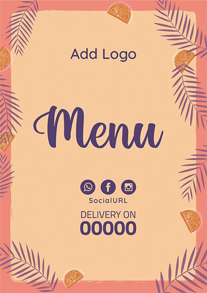 A4 Menu design template editable with orange slices