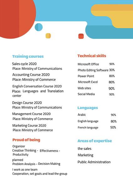 Design CV template online with multi colorful 