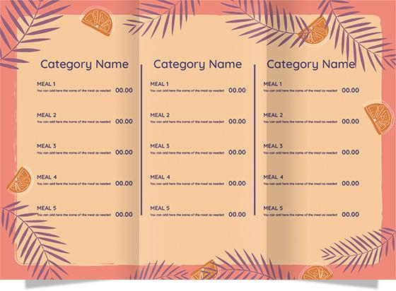 Menu design template editable with orange slices