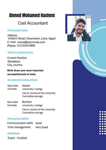 CV design template ad maker with circle blue CV design template ad maker with circle blue