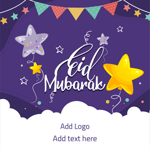Eid Mubarak Facebook post  ad maker design with stars