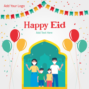 Happy Eid celebration Post social media design with balloons