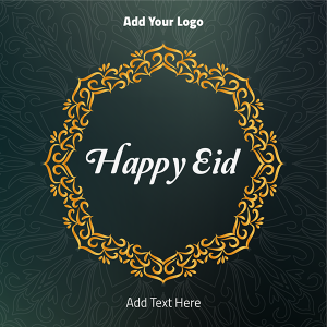 Happy Eid Post design online withy golden decorated circle