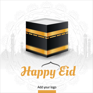 Happy Eid with Kaaba Shape Instagram Post Design