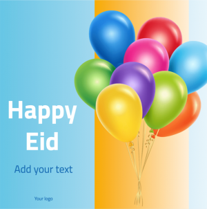 Happy Eid mubarak post maker with colorful balloons