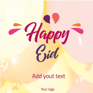 Happy Eid celebration with balloons background post design