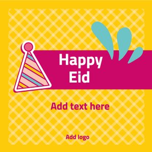 Happy Eid celebration post design with yellow background 