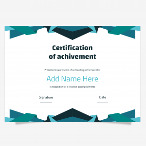 Certificate Of Achievement Design PSD With Creative Shapes