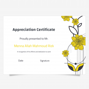 Creative Certificate Mockup With Yellow Flowers