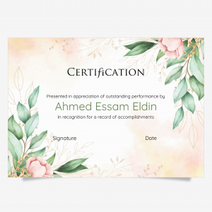Artistic Certificate Design With Flowers And Tree Leaves