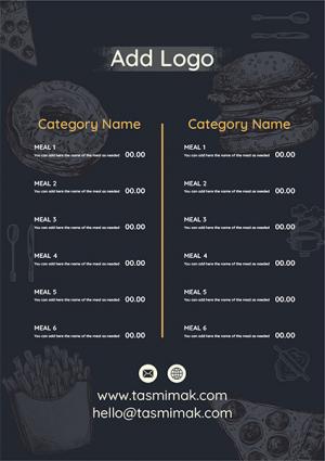 Menu design online for bakery restaurant | A4 menu design 