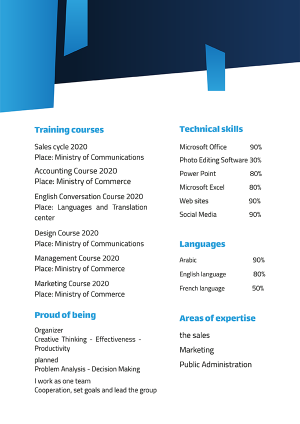 CV design template with blue color