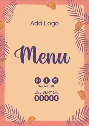 A4 Menu design template editable with orange slices