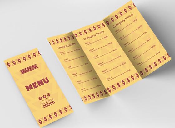 Design menu modifiable with yellow color and triangle shapes