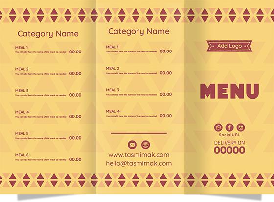 Design menu modifiable with yellow color and triangle shapes