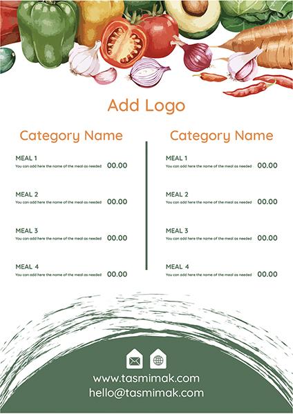 Design menu online ad maker for vegetables store | salad menu