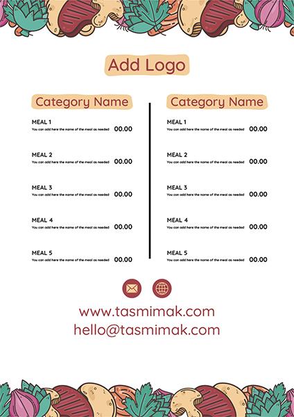 Menu design template editable online with vegetables