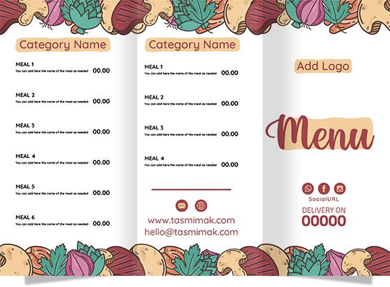 Menu design template editable online with legumes