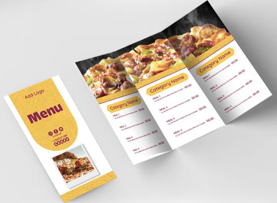 Unique design menu online for pizza restaurant 