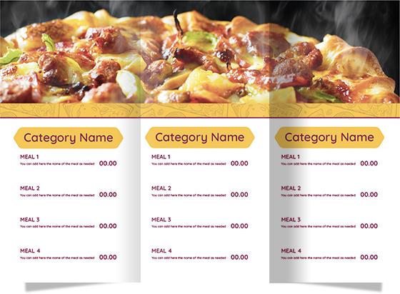Unique design menu online for pizza restaurant 