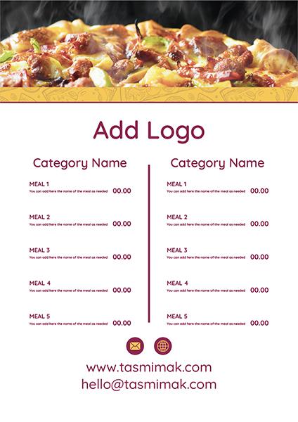 Design menu editable for pizza restaurant  