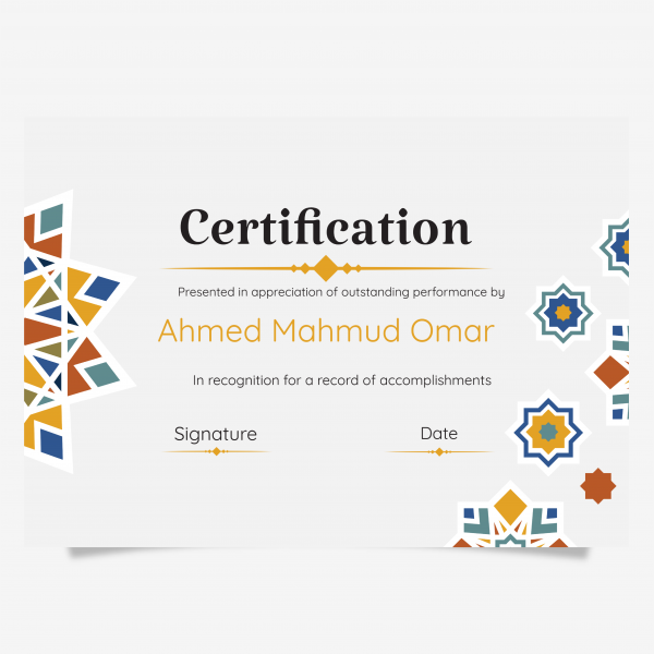 Beautiful certificate design online with geometric shapes 