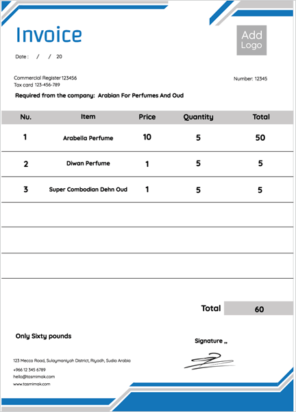 Blue Invoice design template editable 