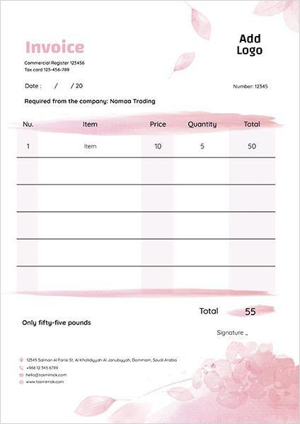  Invoice flowery Design Template   