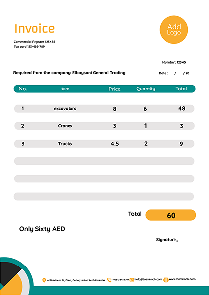 Custom invoice design online with multi colors 