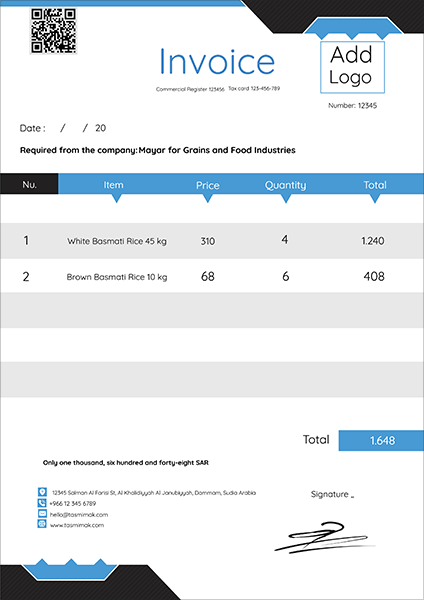 Invoice | bill generator with black and blue colors