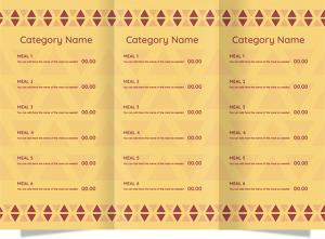 Design menu modifiable with yellow color and triangle shapes