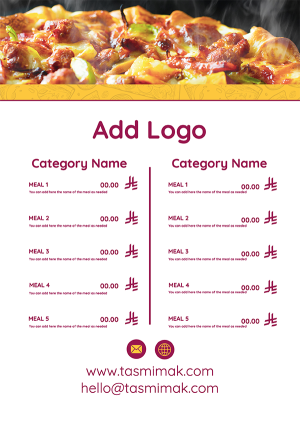 Design menu editable for pizza restaurant  