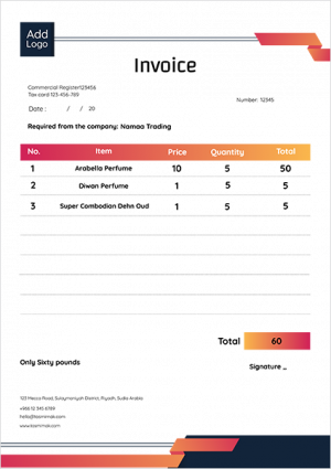 Colorful invoice | Bill template editable online design 