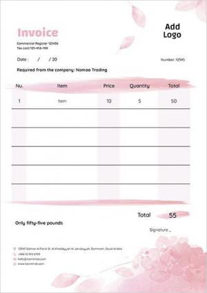  Invoice flowery Design Template   