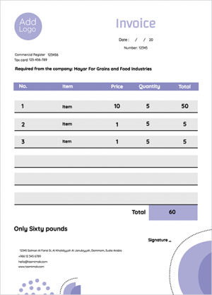 Invoice generator with purple color