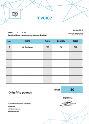Invoice design template with geometric shapes  
