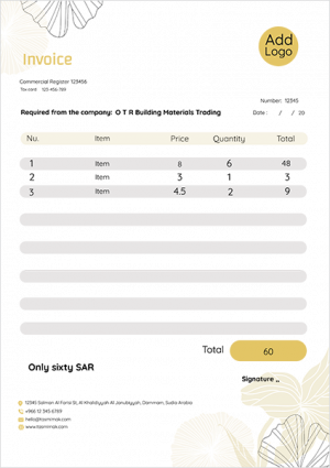 Bill | invoice book design template with yellow flowers