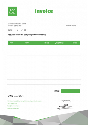 Custom invoice | bill  design with green color
