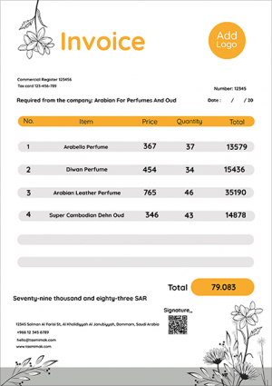 Design Invoice Template Online With QR Code And Roses 